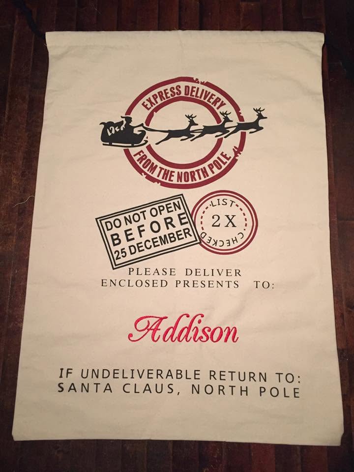 Santa Sack Embroidered with Personalization