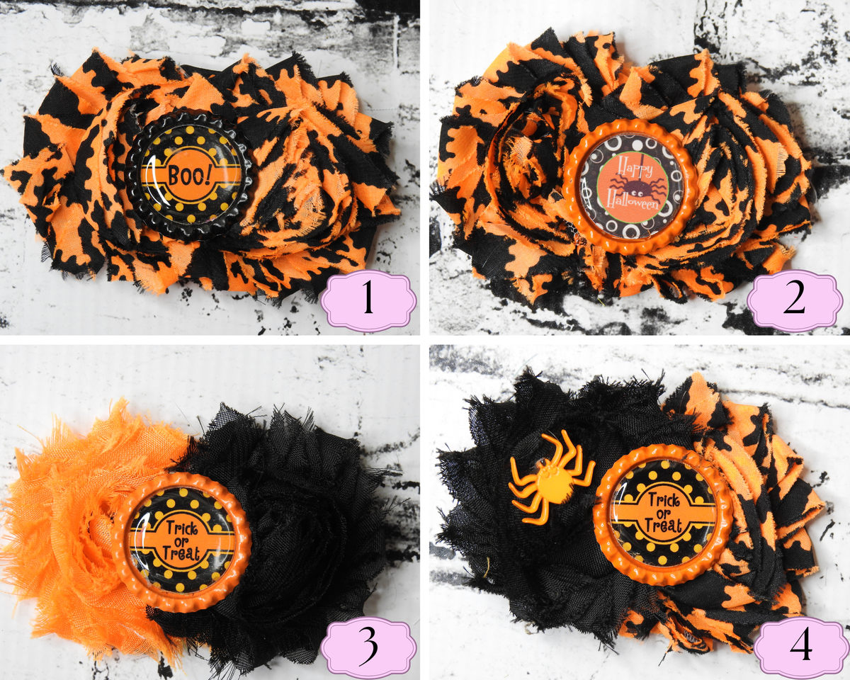Last Chance Halloween Handmade Shabby Chic Hair Bows Designs 1-4