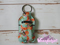 Teal and Orange Flowers Hand Sanitizer Holder
