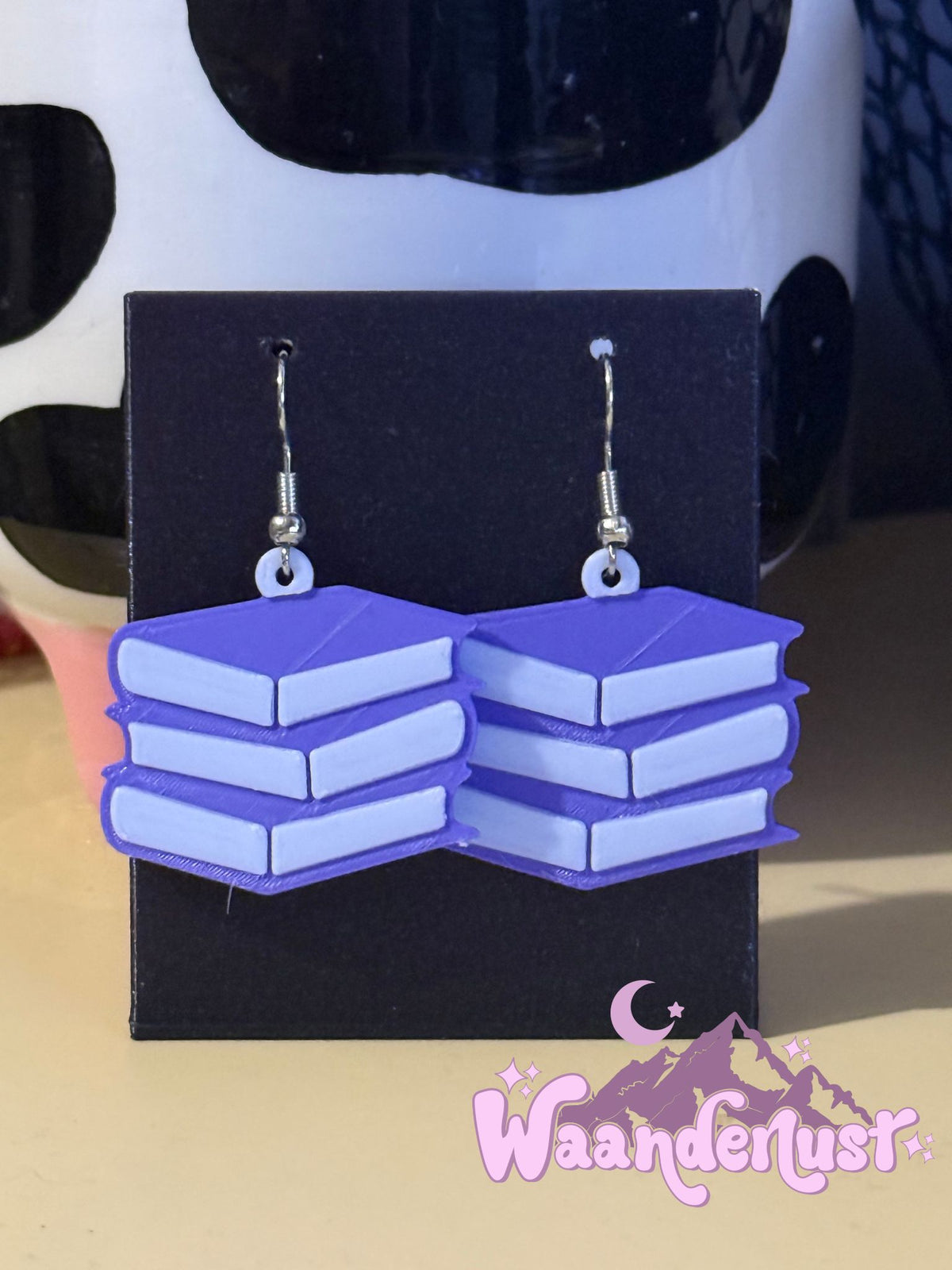 Purple Stacked Book Earrings