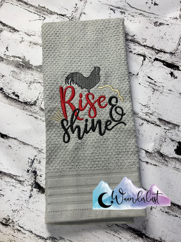 Rise & Shine Embroidered Kitchen Towel