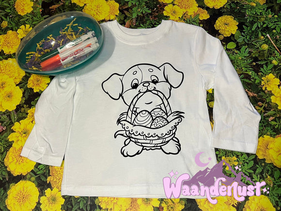 Puppy Easter Basket Coloring Shirt Size 3T  T-Shirt