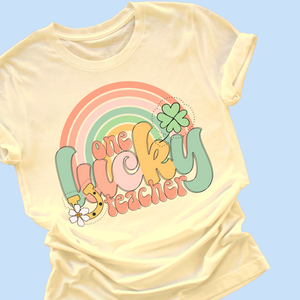 One Lucky Teacher Rainbow T-Shirt