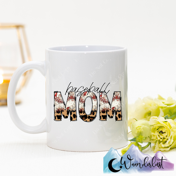 Baseball Mom Chunky Letters Coffee Mug