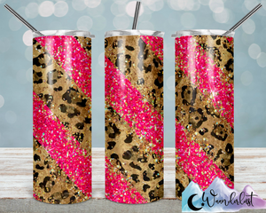 Pink Glitter Leopard Print 20 oz Straight Tumbler