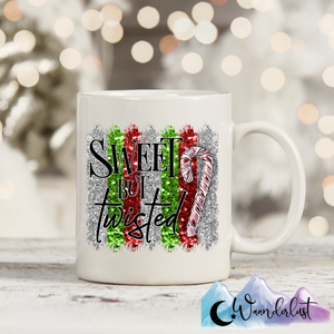 Sweet But Twisted Glittered Candy Cane Coffee Mug