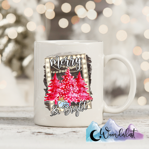 Merry & Bright Red Trees with Lights Coffee Mug