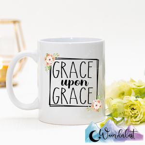 Grace Upon Grace Square Floral Frame Coffee Mug
