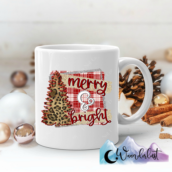 Merry and Bright Leopard Print Tree Coffee Mug