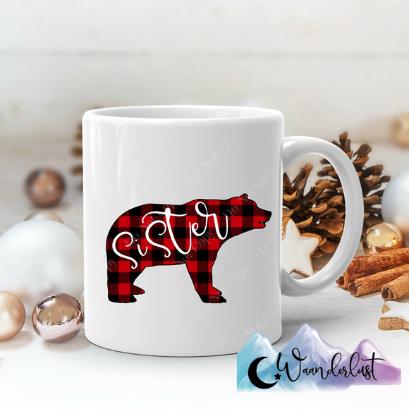 Sister Bear Plaid Coffee Mug