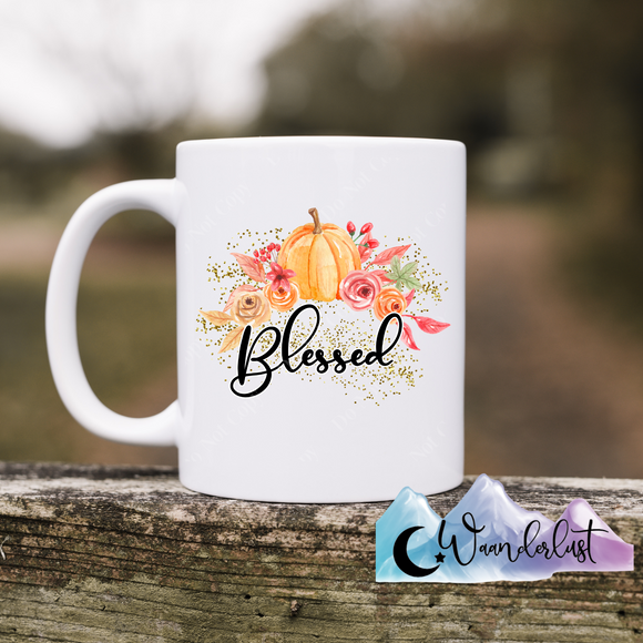 Blessed Pumpkin Floral Garland Coffee Mug