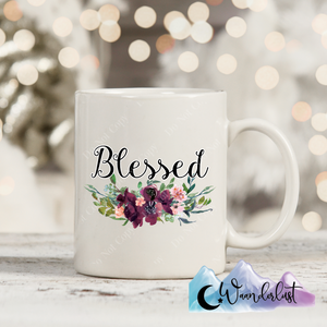 Blessed Purple Floral Garland Coffee Mug
