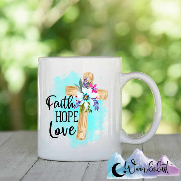 Faith Hope Love Cross Coffee Mug