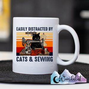 Easily Distracted By Cats and Sewing Coffee Mug